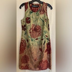 Desigual maroon red & dark green floral dress - size 38 European / size 6 USA